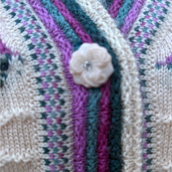 Vintage Teacher Soft Wool Blend Patterned Cardigan | Small–Medium - Picture 4 of 12